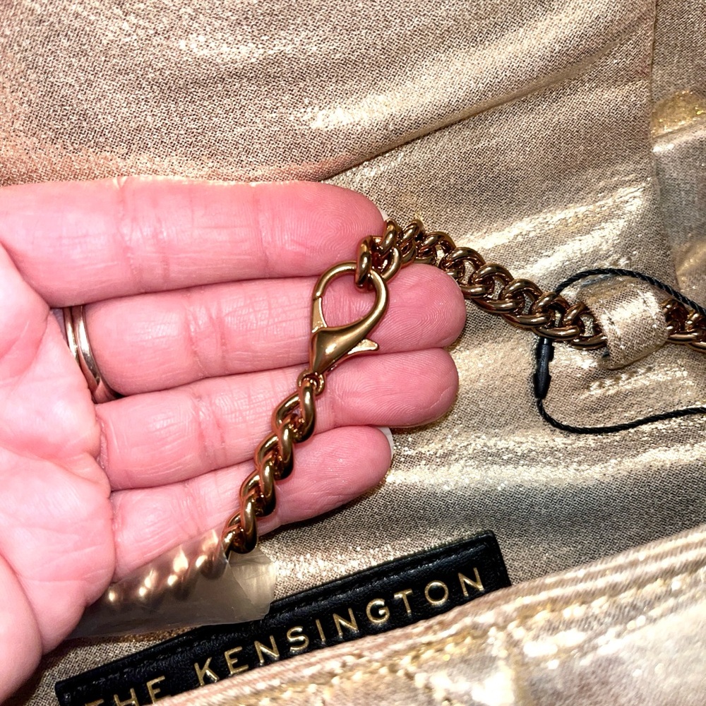 Kurt Geiger NWT! Mini Kensington Metallic Gold Bow Clutch Crossbody Bag - Picture 9 of 13
